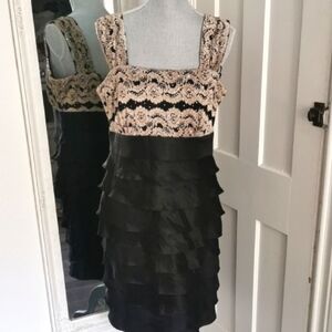 RAREFIND⭐80s R&M Richards black /gold rosette sequins formal cocktail dress. XL